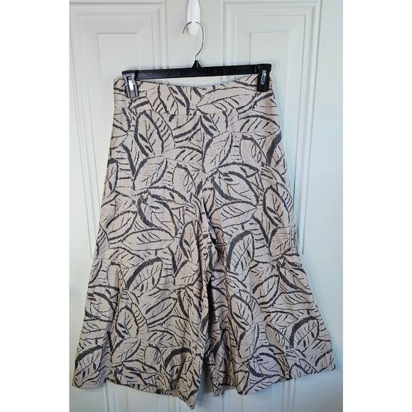 🦃 O’Neill Colin Leaf Print Culottes Capris Size Medium Beachy Coastal Grandma - Picture 2 of 11
